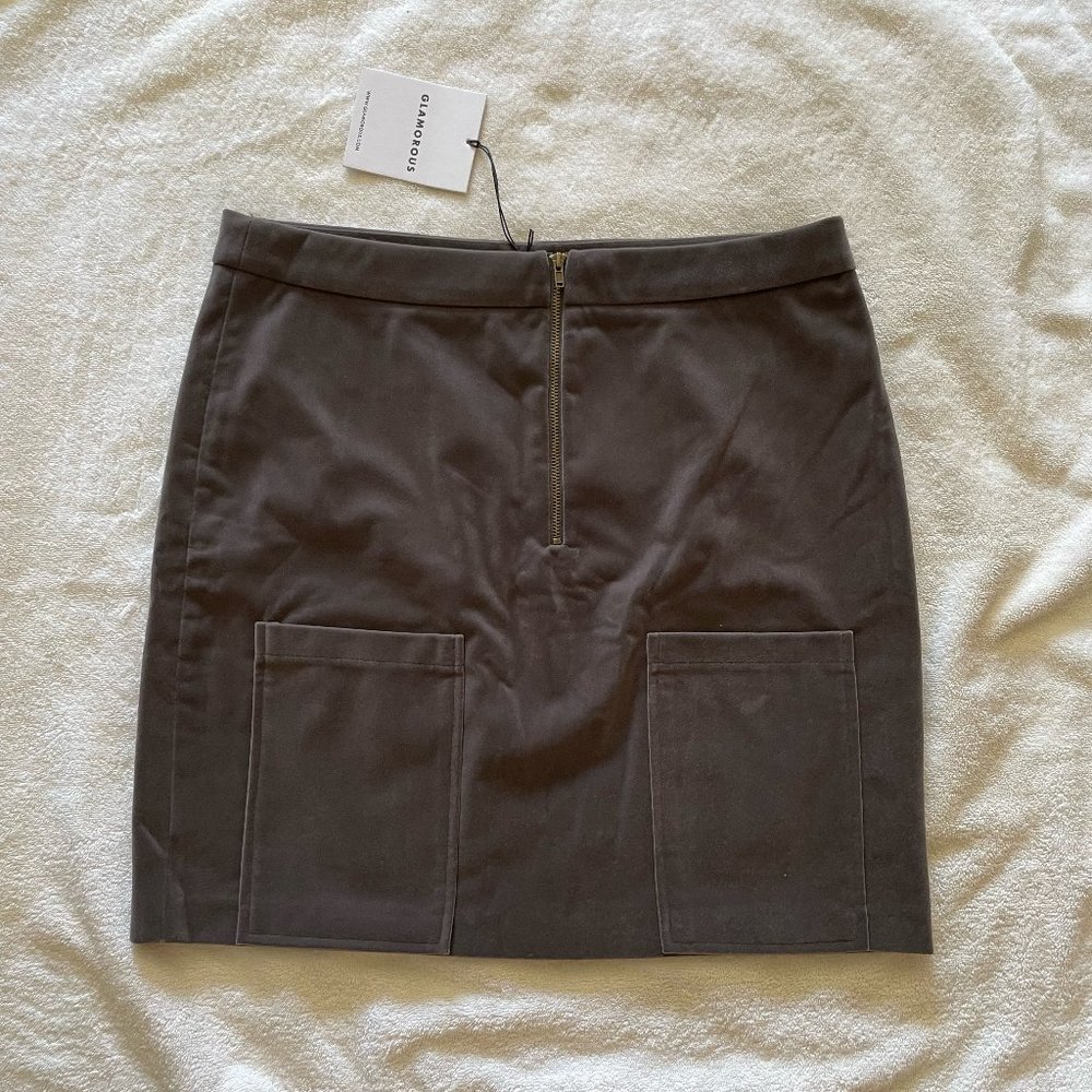 Dove gray, front zipper, mini skirt SIZE 14 from ASOS Glamorous